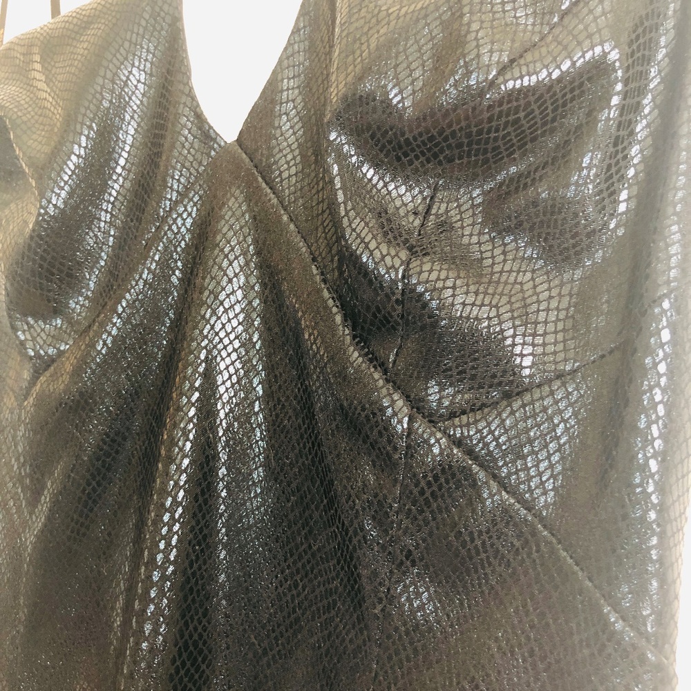 Cache Black Shiny Snakeskin Print Halter Dress 8 - image 7